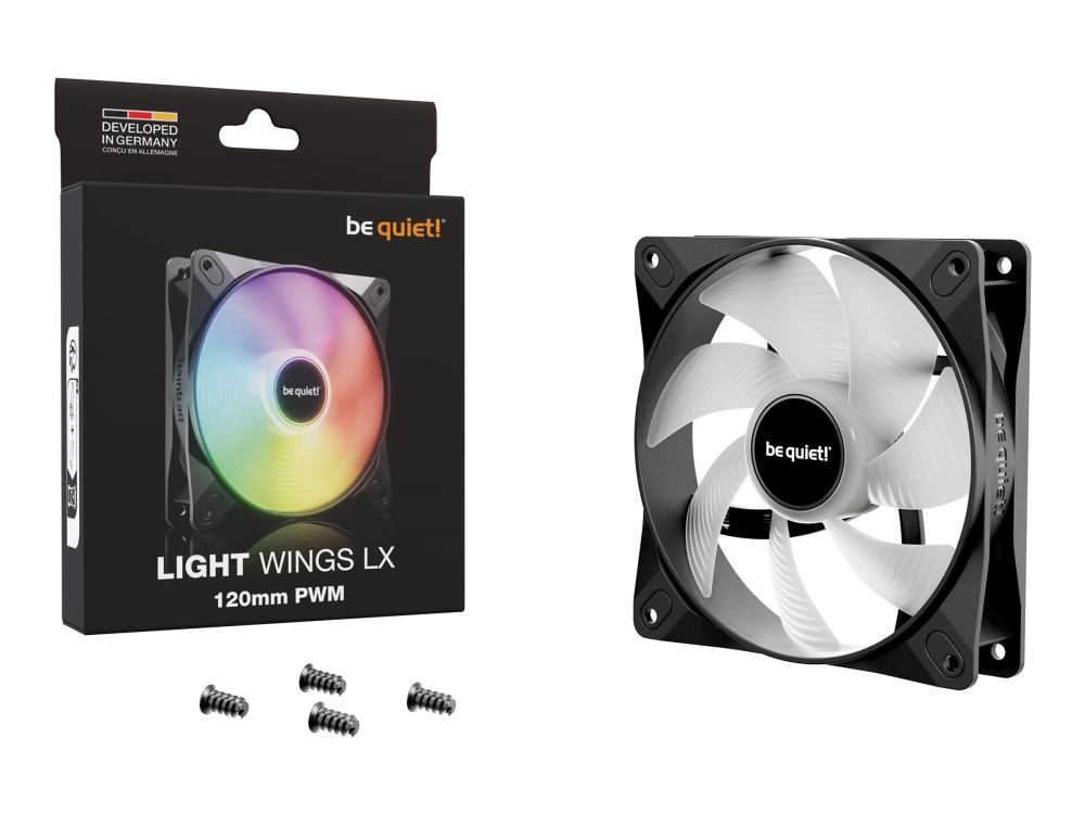 LIGHT WINGS LX 120mm PWM - Kabinettvifte - 120mm - Svart med RGB LED-lys - 25 dBA