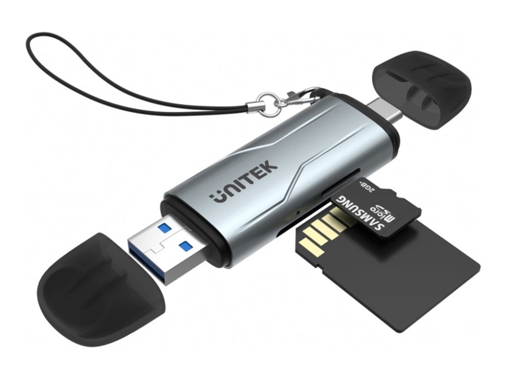 Unitek - Kortlæser - 2-I-1 (Microsd, Microsdhc, Microsdxc, Sdhc, Sd, Rs-Mmc, Sdxc) - Usb 3.0/Usb-C