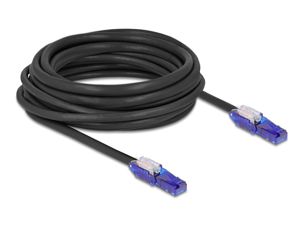 Delock - Netzwerkkabel - Rj-45 (Stecker) 180° Drehbar Auf Rj-45 (Stecker) 180° Drehbar - 7,5 M - 6 Mm - Utp - Cat 6 - Halogenfrei - Schwarz