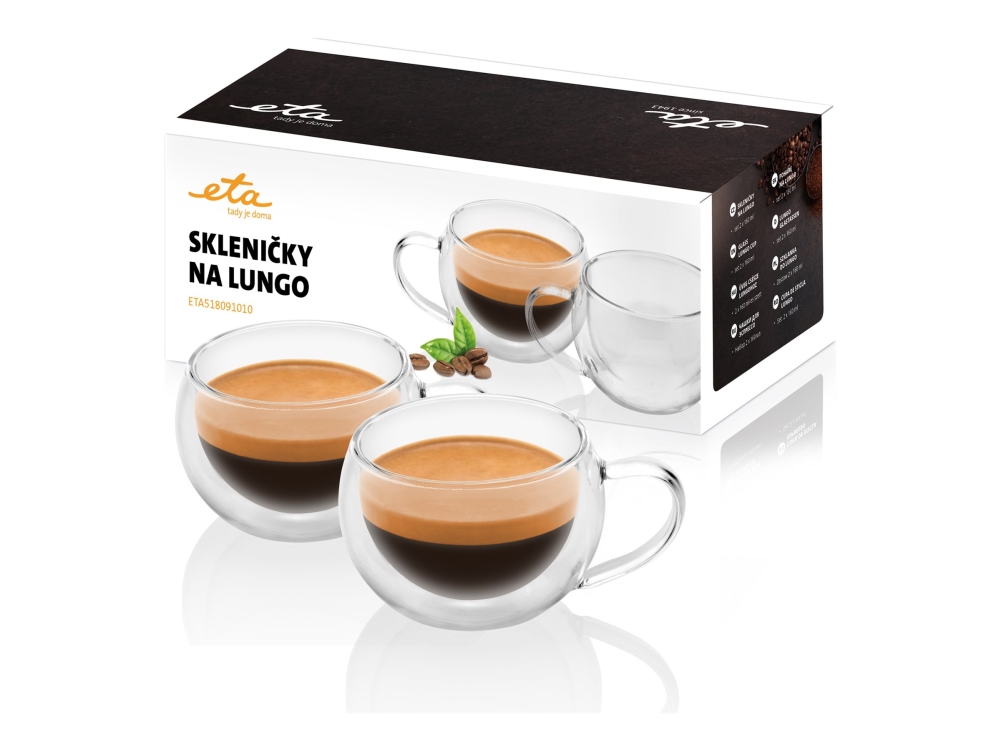 Eta Lungo, Transparent, Borosilikatglas, Rund, 2 Stück(E), 160 Ml