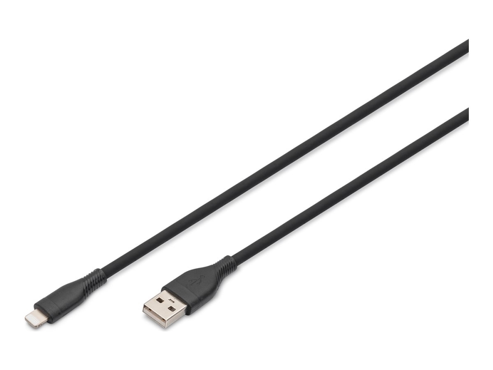 Digitus Lightning Silikon Anschlusskabel, Usb-A - Lightning 1M, Schwarz, 1 M, Lightning, Usb A, Stecker, Stecker, Schwarz