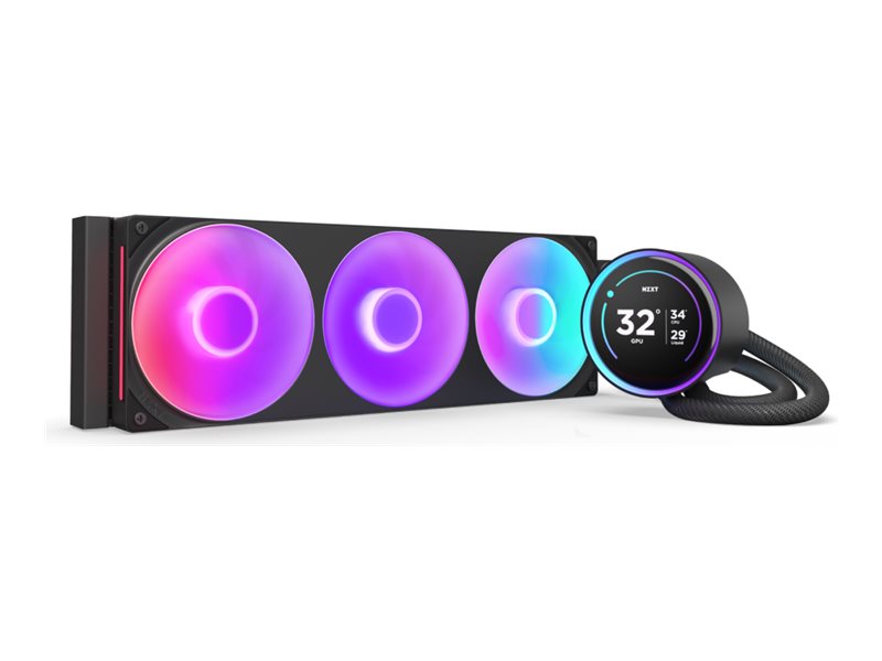 NZXT Kraken Elite 360 RGB - Kylsystem med vätska till processorn - med LCD-display - Elementstorlek: 360 mm - (för: LGA1851, LGA1700, LGA1200, LGA115x Socket, AM4, AM5) - koppar - 120 mm - mattsvart | Datorkomponenter - Kylning & moddning - CPU Kylning | GameStuff