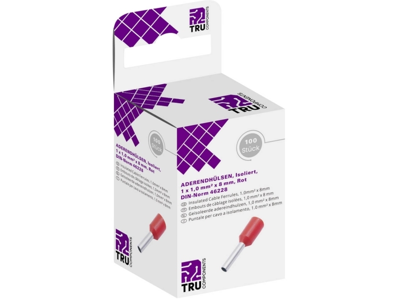 Tru Components T1904c053 Kabelsko 1 Mm² Delvist Isoleret Rød 100 Stk