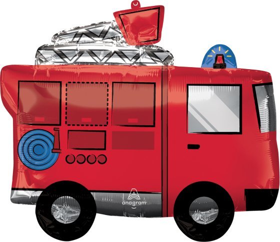 Supershape Fire Truck Foil Balloon 66X55cm P35 Packed 4280201