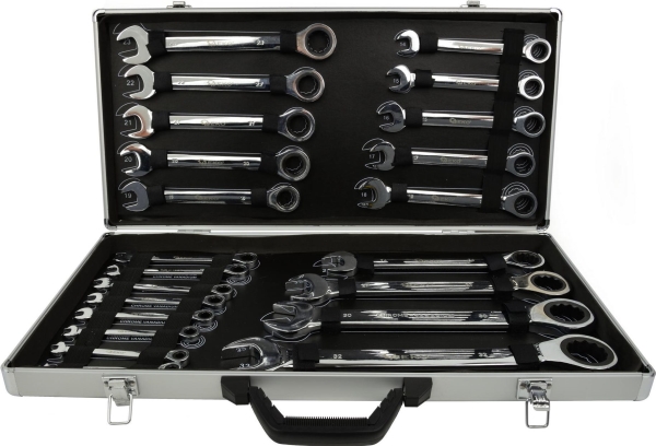 Geko Komplettschlüsselsatz Mit Ratsche 22-Tlg. 6–32 Mm Alu-Koffer (2)