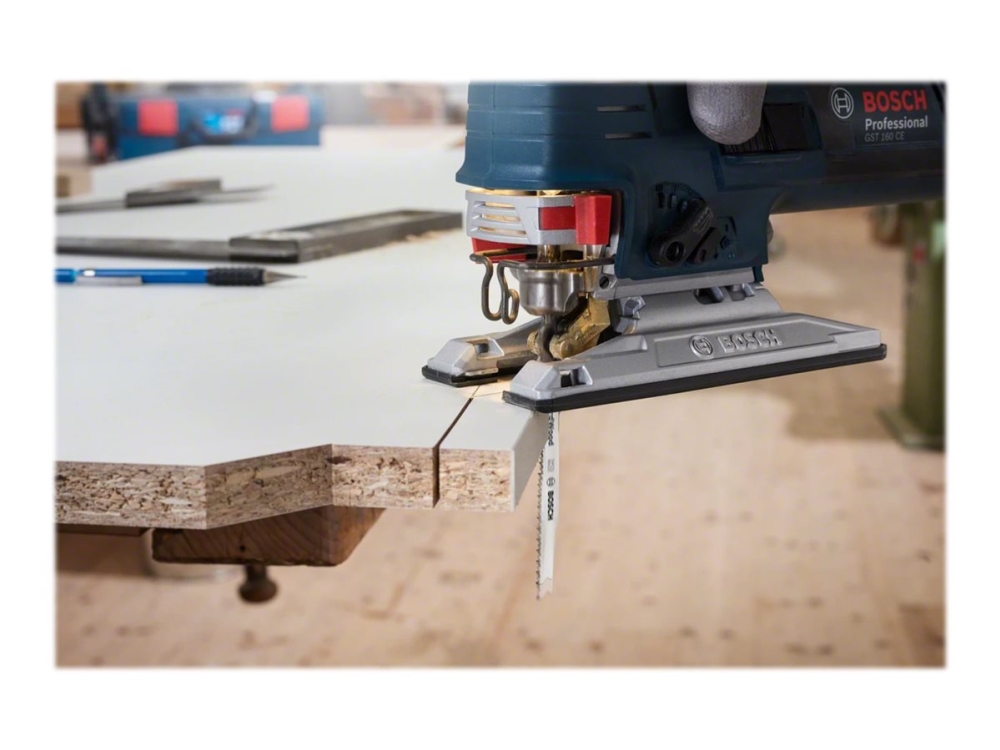 Bosch clean for Hard Wood T 301 CDF - Sticksågblad - för lövträ, slipande snickermaterial, massivt trä, mjuka träslag, laminerade paneler - 5 delar - T-skaft - längd: 117 mm