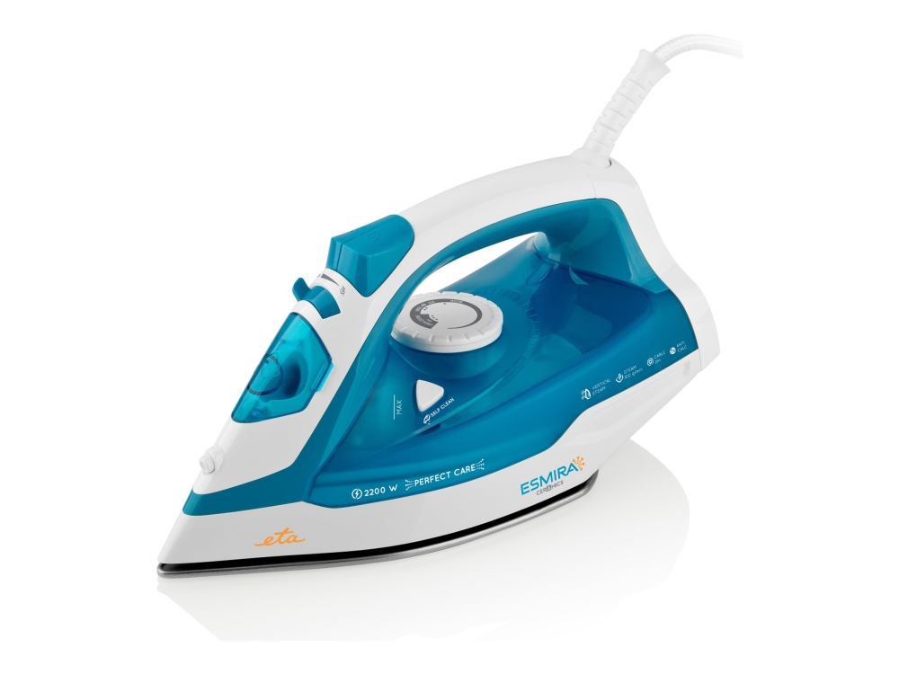 ETA Iron Esmira ETA027390000 Steam Iron, 2200 W, Water tank capacity 380 ml, Continuous steam 40 g/min, Turquoise