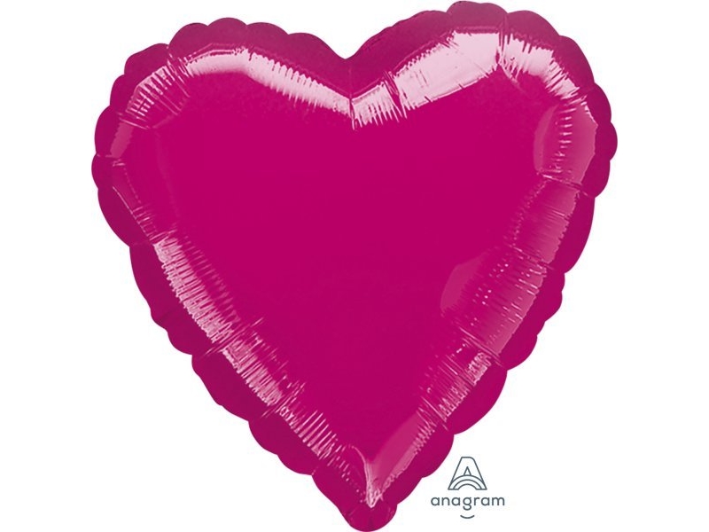 Amscan Folienballon Metallisch Fuchsia Herz 43 Cm (Lose) 9914072-92