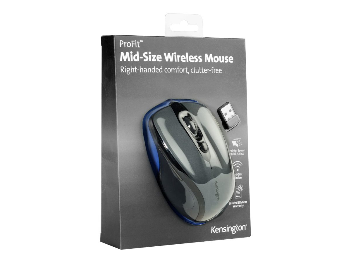 Kensington Pro Fit Wireless Mouse - Fitt Mid Size, Graphite Grey