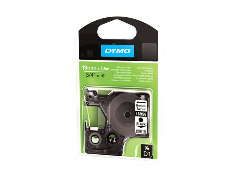 Dymo D1 - Polyester - Permanent Klæbemiddel - Sort På Hvid - Roll (1.9 Cm X 5.5 M) 1 Kassette Mærkattape - For Labelmanager 360D, 420P, 420P Kit,