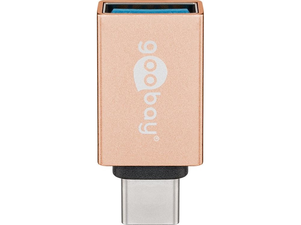 Goobay Usb-C, Usb A Otg Super Speed Adapter Für Den Anschluss Von Ladekabeln 3.0, Gold, Usb-C, Usb-A, Gold