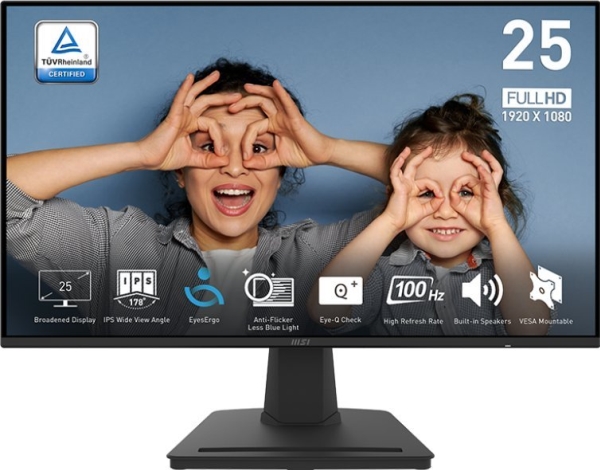 Lcd Monitorius|msi|pro Mp252|24.5  "|panel Ips|1920x1080|16:9|100hz|matte|1 Ms|speakers|tilt|colour Juodas|promp252