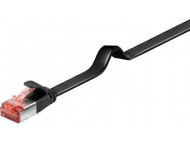 Triton Cat 6 Flachkabel, U/Ftp, Schwarz - Kabellänge 1,5 M