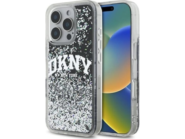 Dkny Dkhcp16llbnaek Apple Iphone 16 Pro 6.3" Tasche Schwarz Hardcase Liquid Glitter Arch Logo