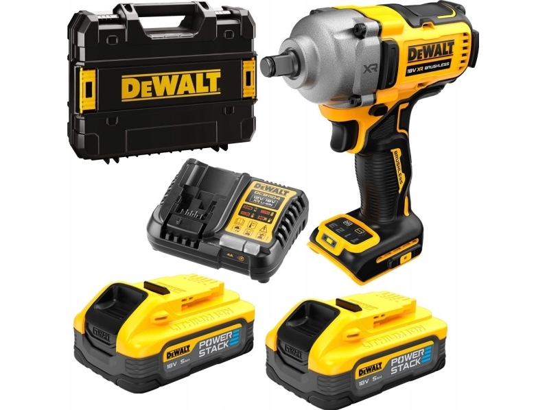 DEWALT 1/2 18V ACTUATOR DCF891H2T 812Nm 2x5.0Ah POWERSTACK 4-SPEED TSTAK S&Auml;KERHETSRING