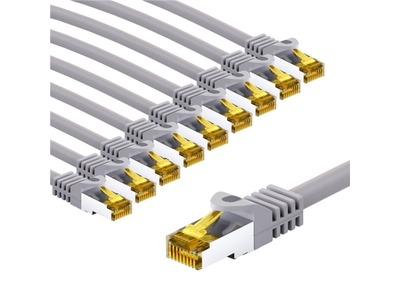 Goobay Rj45 Cat 6A S/Ftp (Pimf) Patchkabel, 500 Mhz, Med Cat 7 Råkabler, 2 M, Grå, 10 - Kabellengde 2 M