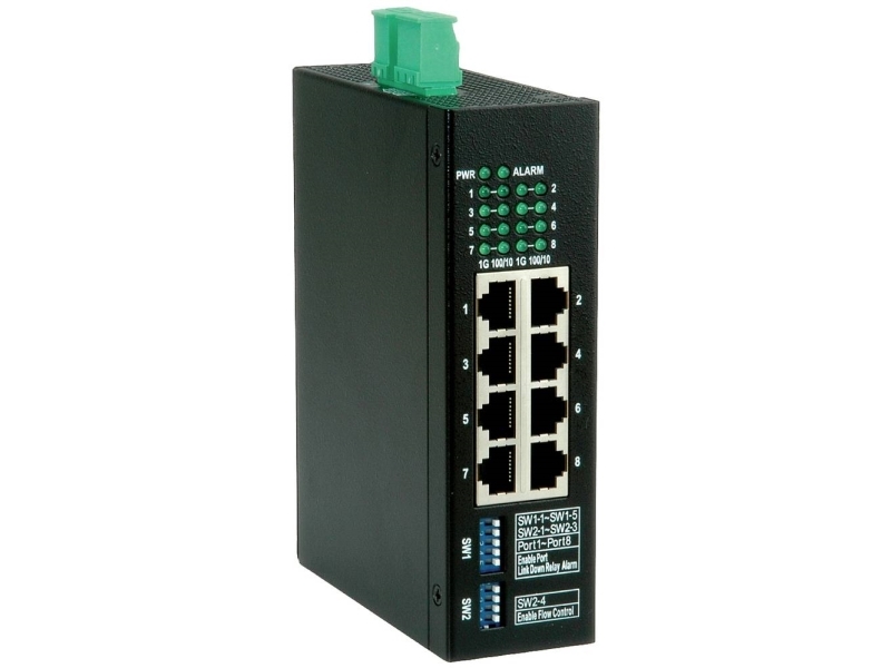 Roline Gigabit Ethernet Industrial Switch, Ikke Administreret, Gigabit Ethernet (10/100/1000), Fuld Duplex, Stativ-Montering