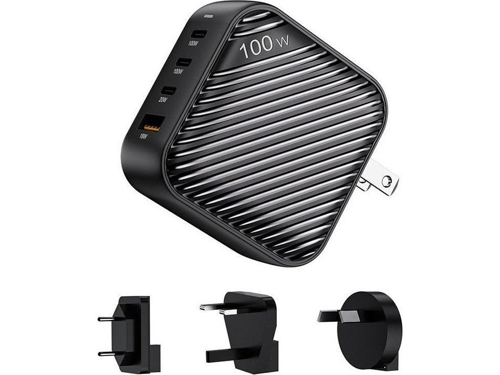 Invzi Ganhub 3X Usb-C + Usb Power Charger, 100W, Eu/Uk/Au/Us (Black)