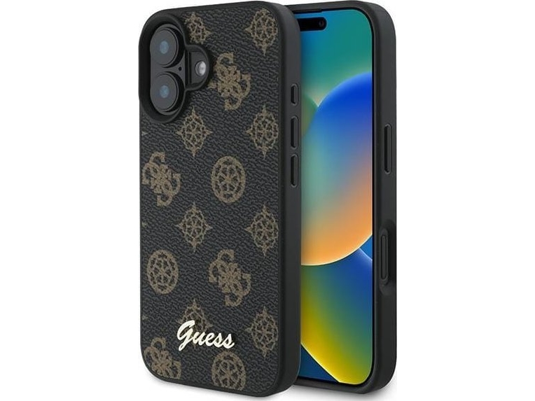 Guess Peony Script Magsafe Apple Iphone 16 Plus - Schwarz