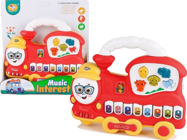 Interaktivt piano - Lokomotiv, djurljud, fordonljud, melodier, röd LEAN Toys | Leksaker - Rollek - Musikleksaker | GameStuff