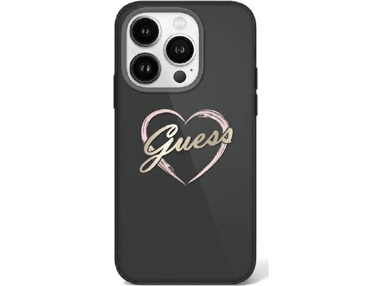 Guess Iml Heart Cover Til Iphone 16 Pro Max - Sort