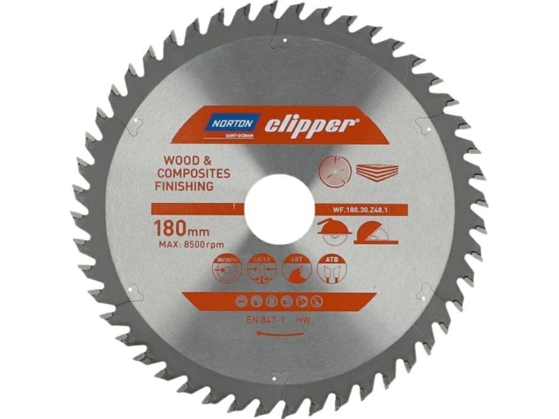 Norton Sägeblatt 180 Mm X 30 Mm X 48Z Holz & Verbundwerkstoffe Atb (2,8 / 1,8)