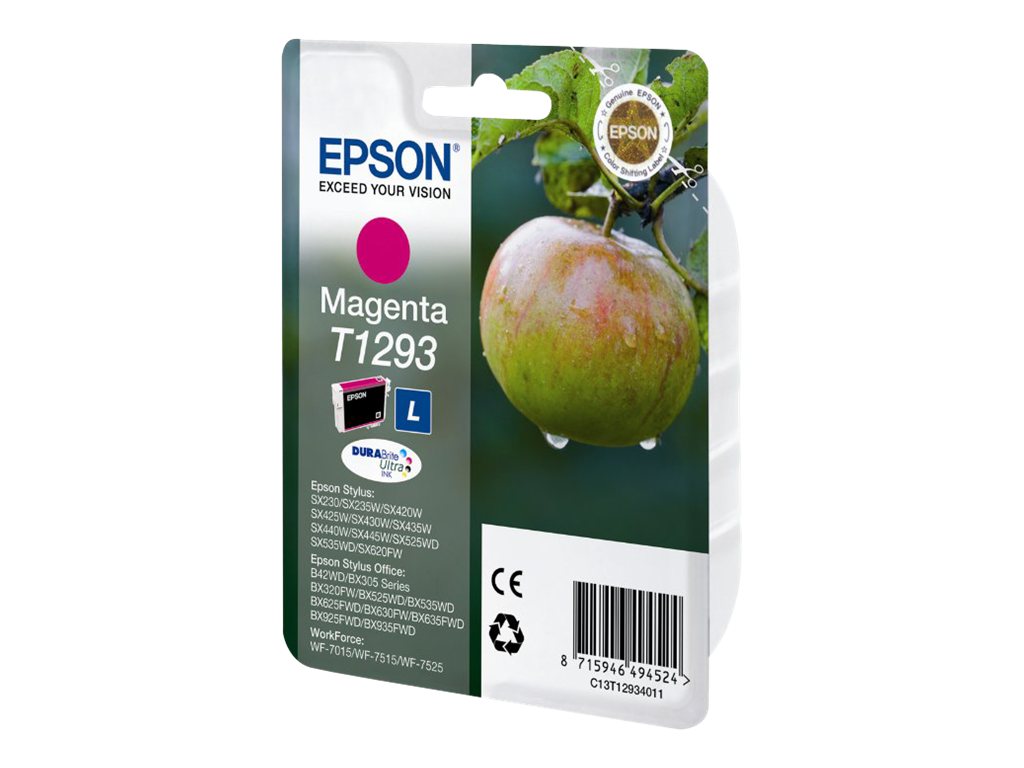 Epson Apple T1293 Apfel Durabrite Ultra Single Magenta Tinte, Low Yield, Magenta, Tinte Auf Pigmentbasis, 7 Ml, 1 Stück(E), Einzelpackung