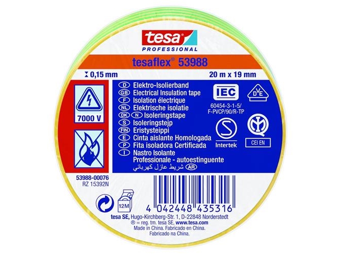 Isoleringstejp grön/gul - 15mm x 10m | EL Artiklar - Vägar & tillägg - Isoleringstejp | GameStuff