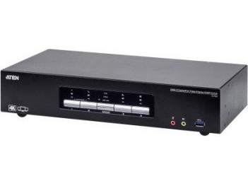 ATEN 4-portars 4K DisplayPort KVMP™-switch med USB 3.0 och trippla skärmar, 4096 x 2160 pixlar, 4K Ultra HD, 15,49 W, Svart | Datortillbehör - KVM & Switchar - Switchar | GameStuff