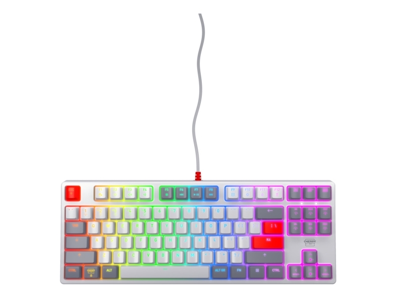 Cherry Xtrfy K4v2 - Retro Edition - Tastatur - Rgb - 80% - Tkl - Bagbelyst - Usb - Qwerty - Usa - Tastkontakt: Cherry Mx2a Red - Grå