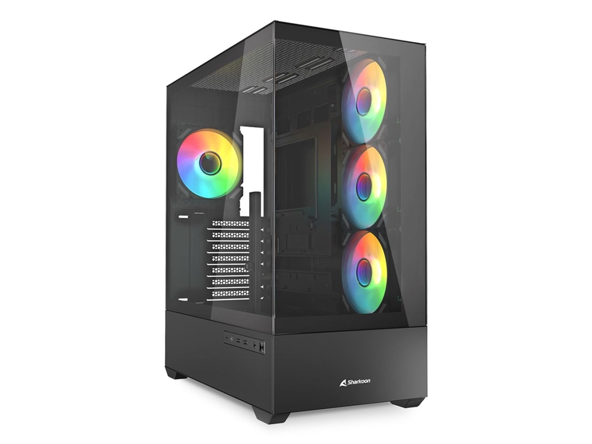 Sharkoon Ak6 Rgb, Pc, Schwarz, Atx, Micro Atx, Mini-Atx, Gehärtetes Glas, Multi, Rücken, Seite