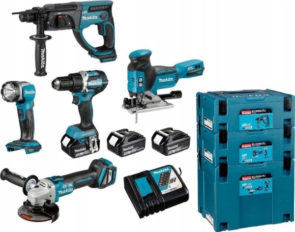 Makita Combo 18V Elektroverktøysett Ddf484+Dga513+Dhr202+Djv181+Dml802