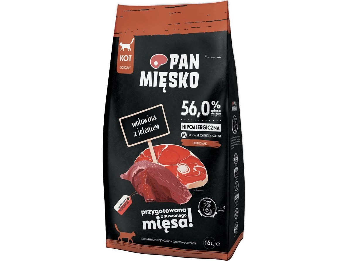 Pan Mięsko Pan Mięsko Rindfleisch Mit Hirsch M 1.6Kg Für Katzen