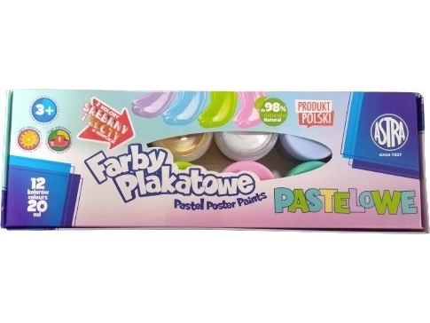 Astra Pastelli Julistemaalit 12 väriä x 20 ml STANDART BOX (kulta, hopea) JM 301123021