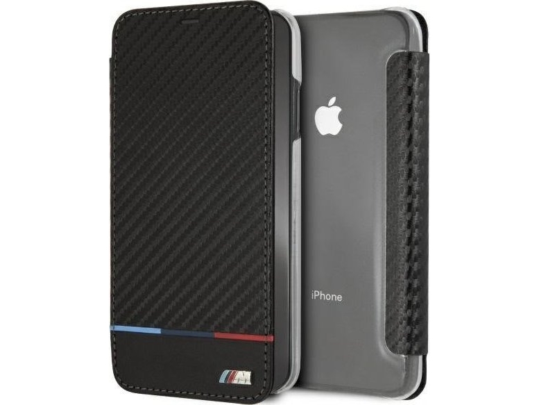 Bmw Bmtrbki65pucartcbkapple Iphone Xs Max Book Dėklas Telefonui Juodos Spalvos Carbon Tricolor Stripe