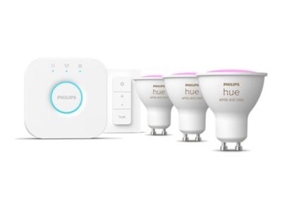 Philips Hue White And Color Ambiance Starter Kit Trådlös Belysningsuppsattning Led Spotlight X 3 Gu10 4.2 W Klass E Flerfargad/varmt Till