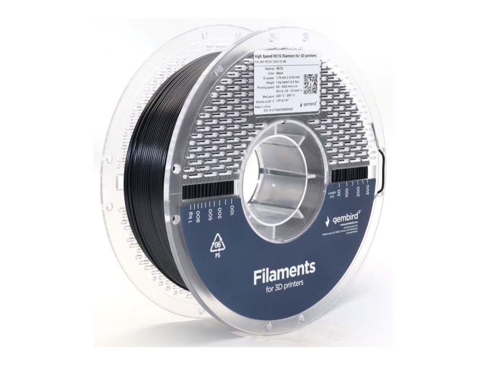 Gembird - Svart - 1 kg - svart - färglåda - PETG-fiber (3D) | Skrivare - Bläck, toner & förbrukningsvaror - 3D-förbrukningsvaror | GameStuff