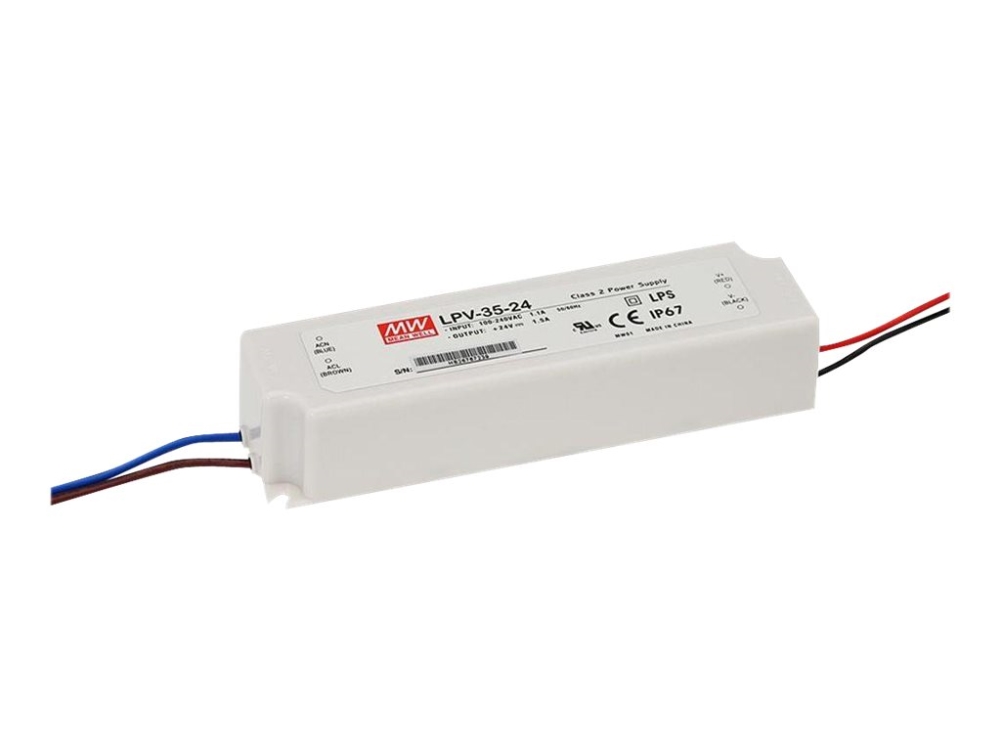 Mean Well LPV-35 series LPV-35-12 - LED driver - 36 Watt - 3 A | Motorer - spänningsreglering - övervakning etc.  >  Transformator | GameStuff