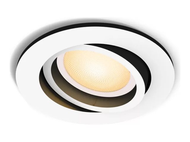 Philips Hue White ambiance Milliskin - Indlejret spotlys - LED-spot lyspære - GU10 - 4.2 W - klasse E - varmt til køligt hvidt lys - 2200-6500 K - hvid