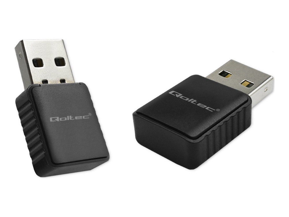 Qoltec Wireless Ultrafast Dual Mini Wifi Adapter 2 X 2Dbi | Standard Ac | Usb 3.0 | 1300Mbps