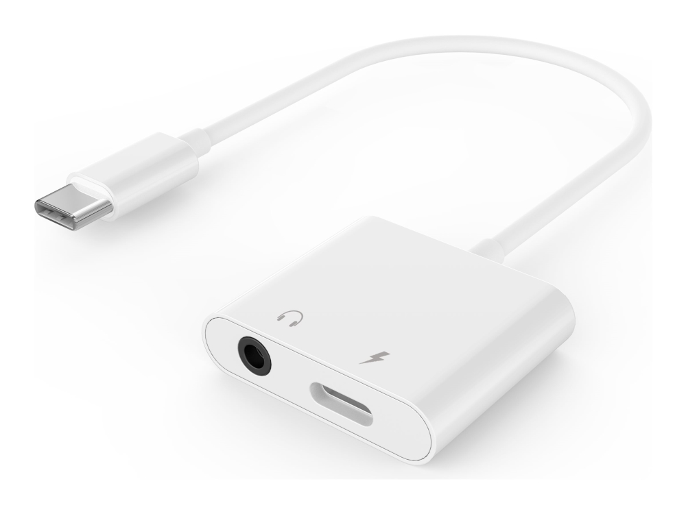 Cablexpert - Usb-C Til Hovedtelefon-Jackstik/Opladningsadapter - Usb-C Han Til Ministik, Usb-C Hun - 10 Cm - Hvid