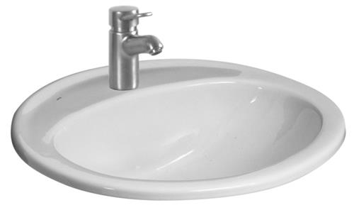 Jika Ibon håndvask 560x475mm til nedfældning med hanehul hvid porcelæn