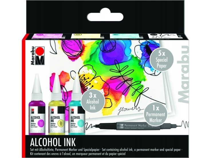 Marabu Alcohol Ink set FLOWERS (3x20ml) | Skrivredskap - Special Skrivredskap - Konstnärsprodukter | GameStuff