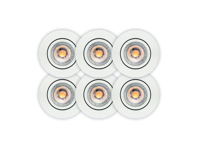 Luna Low Profile 2 0 Iso 5 9w 3000k 490lm Ra90 Ip44 Inomhus/utomhus Matt Vit 6 Pack