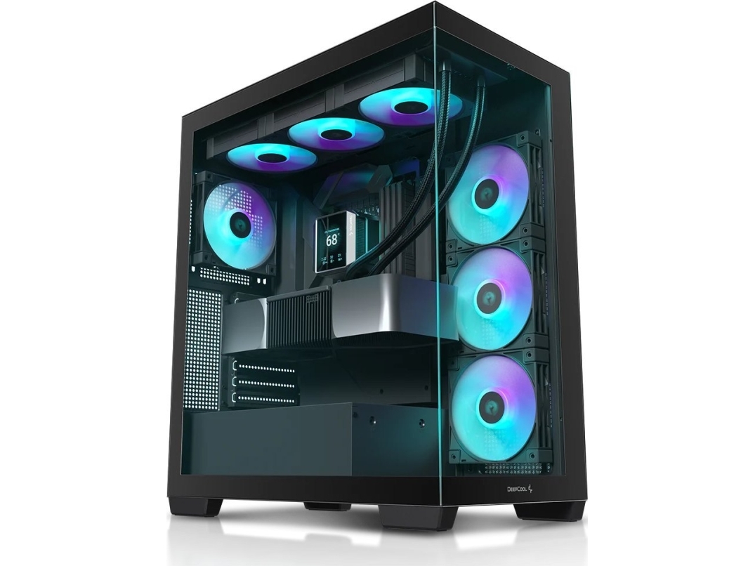 DeepCool CG580 - - genomskinlig sidopanel (härdat glas) - ingen strömförsörjning - svart - USB/ljud | Datorkomponenter - Datorchassin & Tilbeör | GameStuff