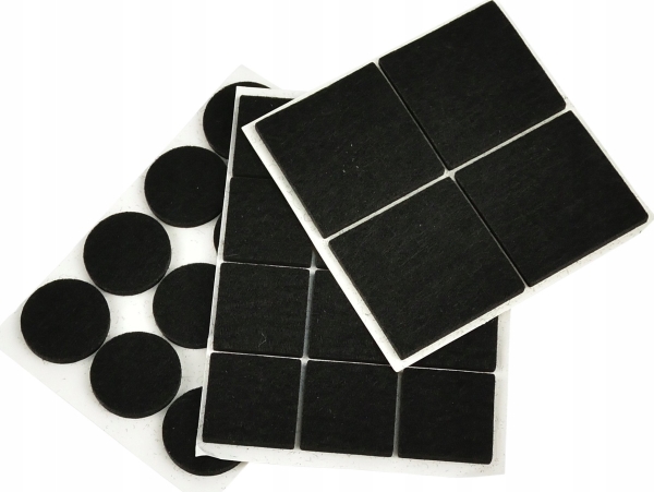Geko filtpuder til møbler sæt (sort) – runde 25 mm og firkantede 25x25 mm + 40x40 mm 28 stk