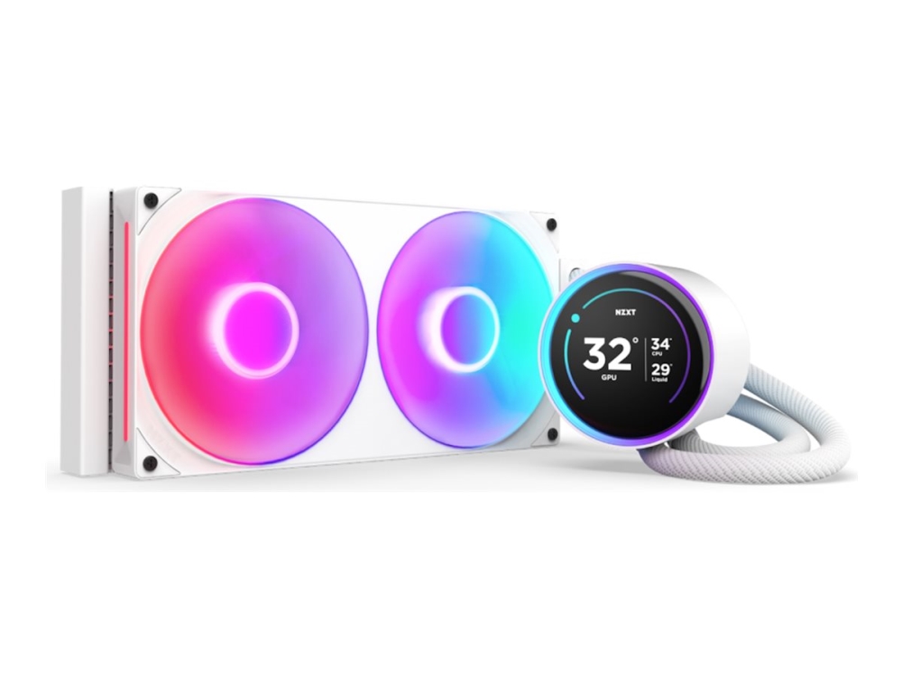NZXT Kraken Elite 280 RGB - Kylsystem med vätska till processorn - med LCD-display - (för: LGA1851, LGA1700, LGA1200, LGA115x Socket, AM5, AM4) - koppar - 2 x 140 mm - matt vit | Datorkomponenter - Kylning & moddning - CPU Kylning | GameStuff
