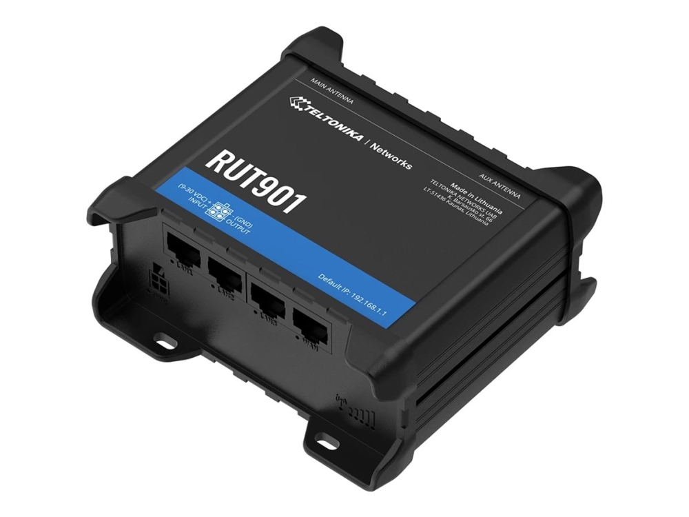 Teltonika RUT901 - Trådløs router 3-port switch - PPP 2,4 GHz - DIN monterbar på skinne
