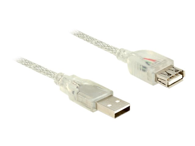 Delock - Usb Forlængerkabel - Usb (Hun) Til Usb (Han) - Usb 2.0 - 2 M - Gennemsigtig