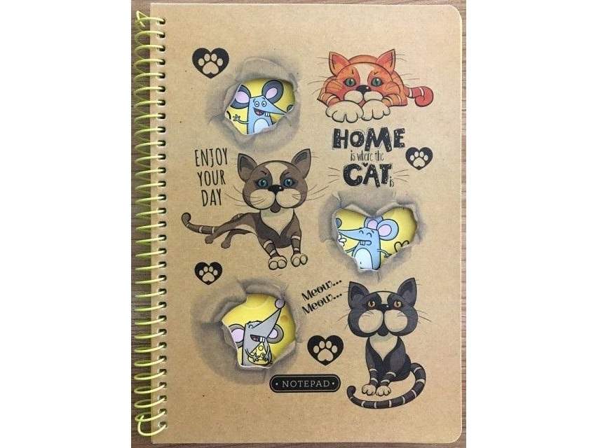 Teka Collegiate Notebook A5/80K Grid Kraft Katzen Und Mäuse